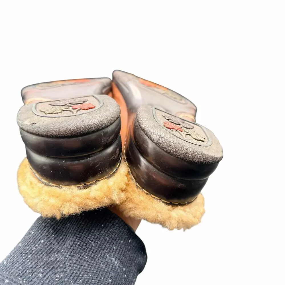 Sofft Brown Leather Shearling Clogs Mules Size 9M Cozy Comfort
